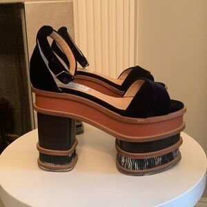Gabriela Hearst velvet blue platform 35.5